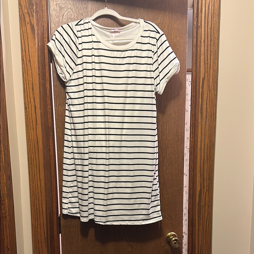 Striped Black and White T-Shirt Dress